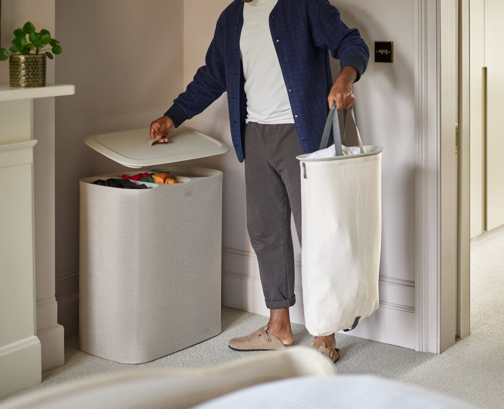 2-piece Ecru Tota Trio 90L & Hold-All™ 35L Laundry Basket Set