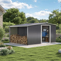 4×8/ 6×8 / 8×8/ 10×8ft Steel Garden Storage Bike Shed with Gable Roof Top Air Circulation Design