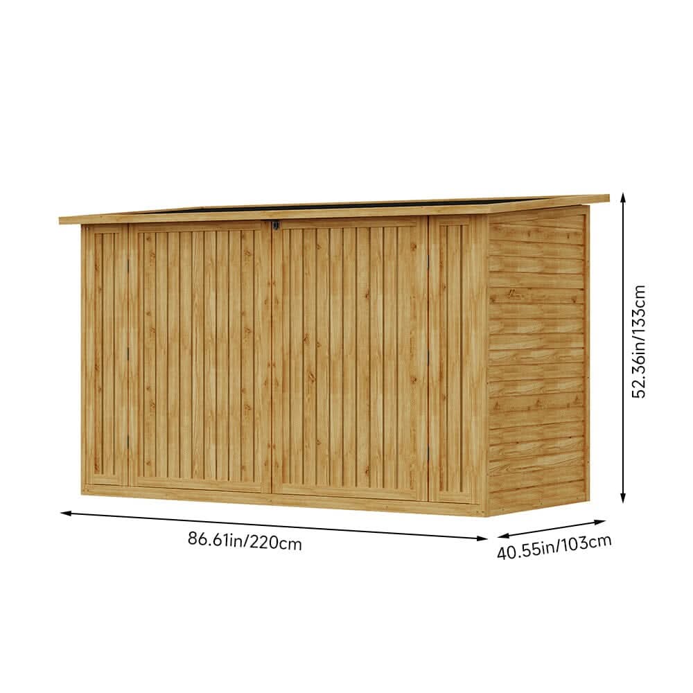 Wooden Bicycle Shed with Asphalt Roof and Steel Locking Door