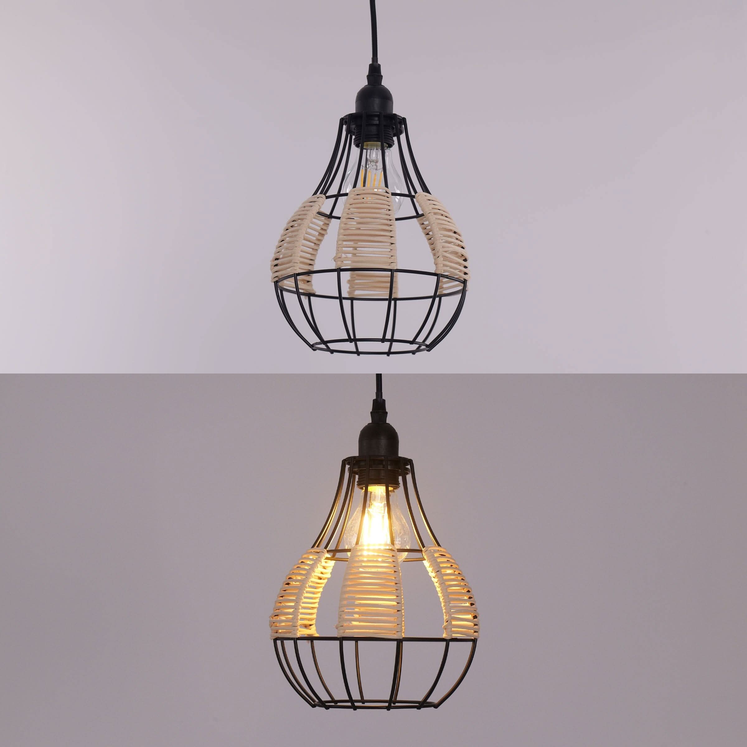 Glyph-Lightsin Basketweave Rattan Pendant Light for Cozy Earthy Elegance