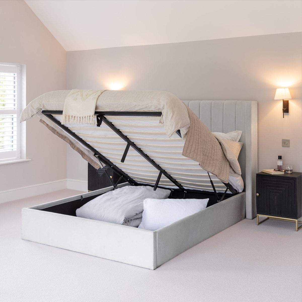 Alice Double Ottoman Bed - Cloud Grey