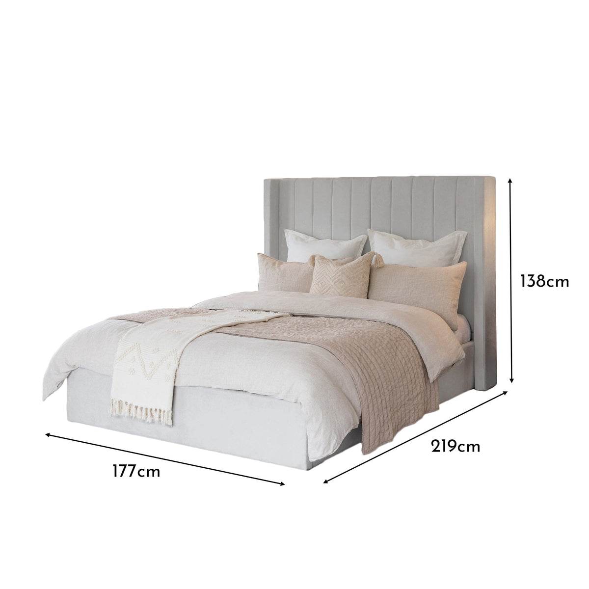 Alice King Ottoman Bed - Cloud Grey
