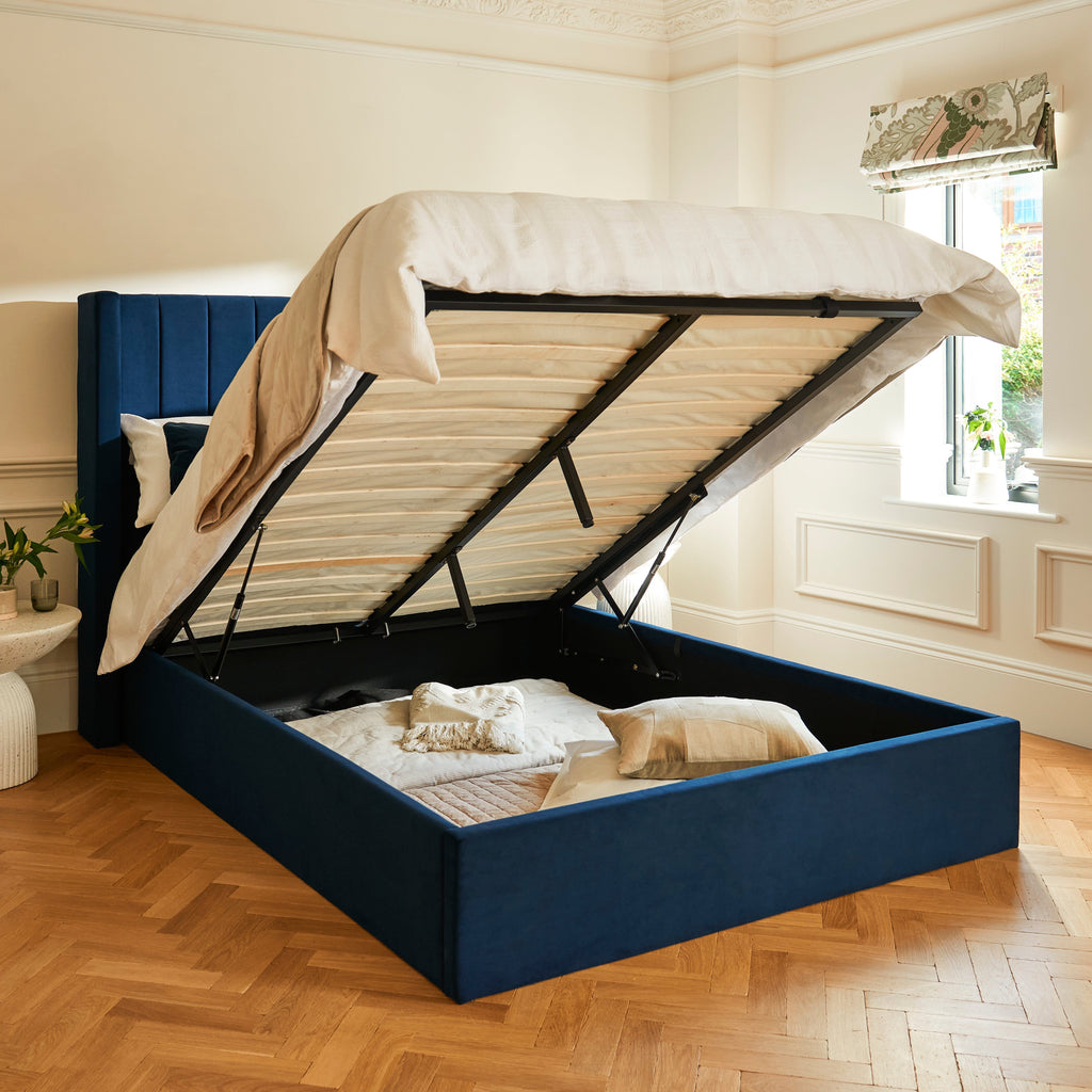 Alice Double Ottoman Bed - Ink