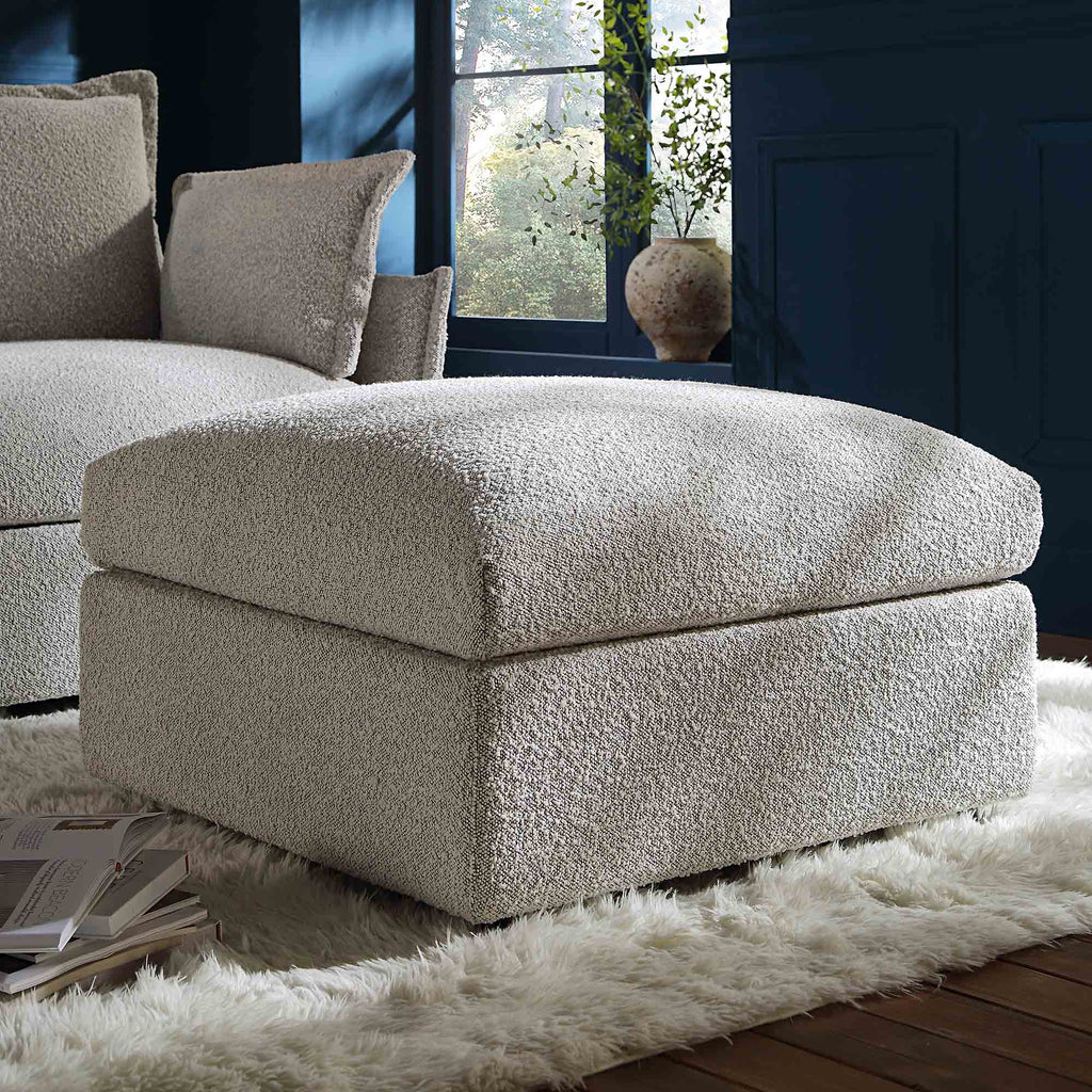 Byron Mist Grey Boucle Pouffe