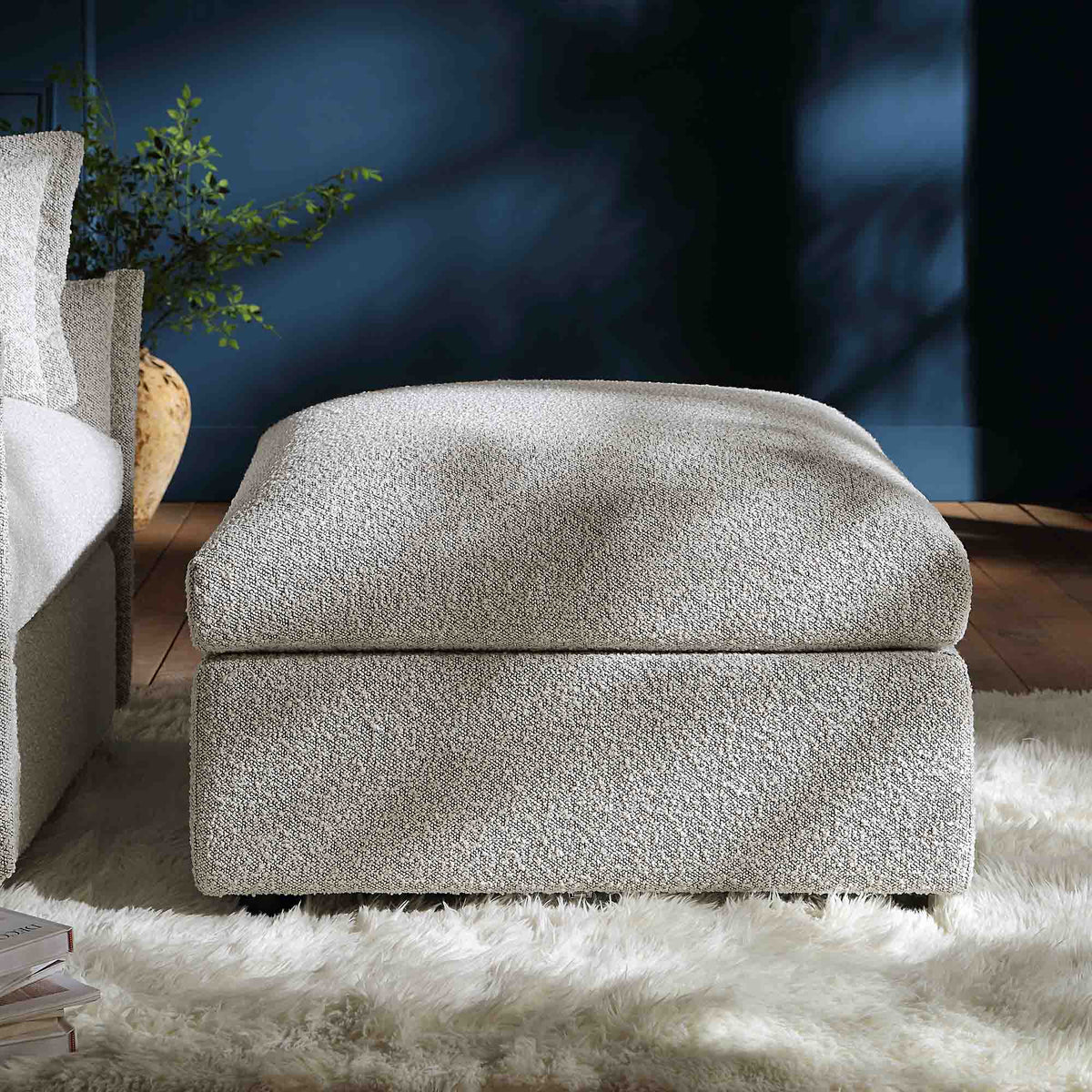 Byron Mist Grey Boucle Pouffe