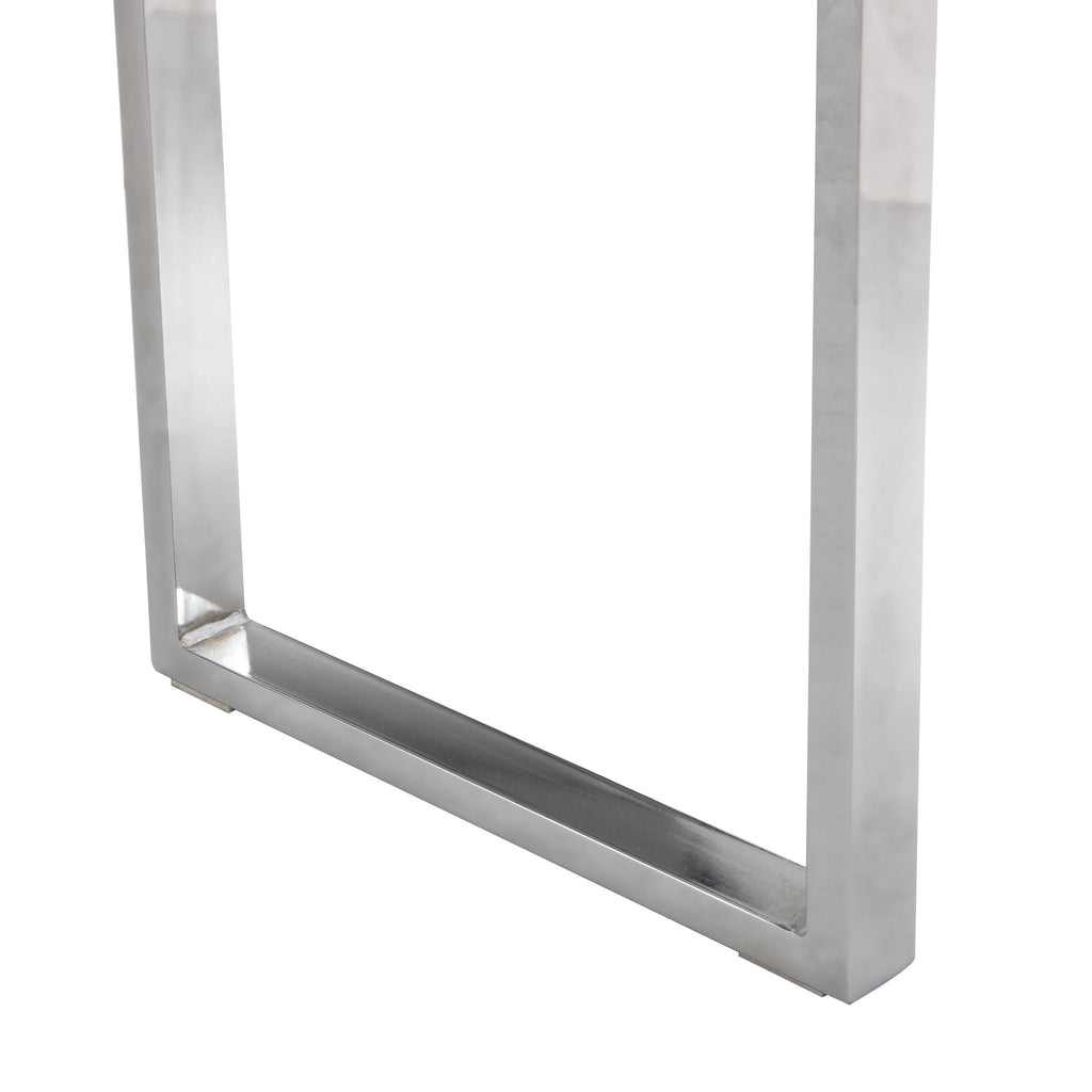 BIASCA High Gloss Marble Effect 120cm Console Table with Silver Chrome Legs