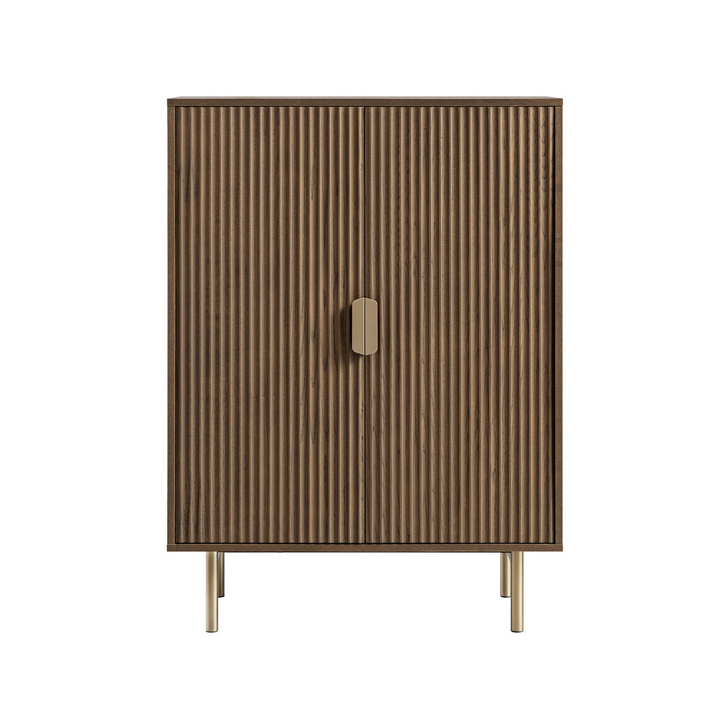 Richmond Ridged Highboard Storage Cabinet, Dark Ash