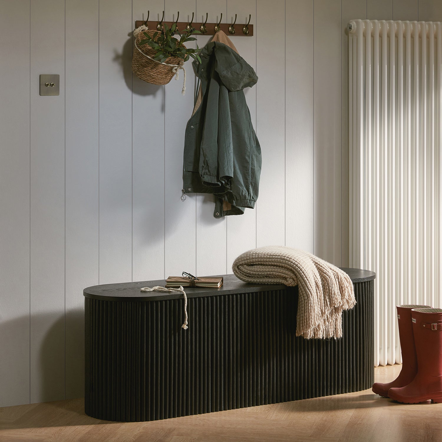 Maru Storage Ottoman Bench, Black