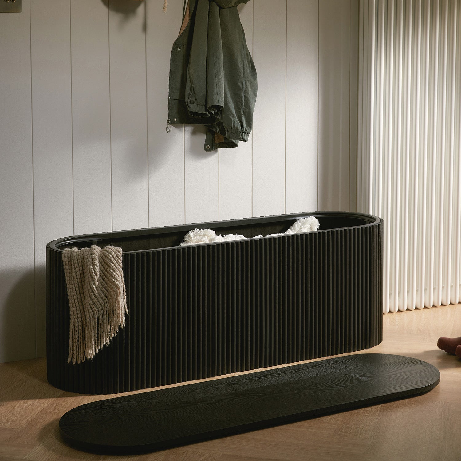 Maru Storage Ottoman Bench, Black