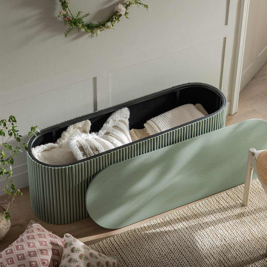 Maru Storage Ottoman Bench, Sage Green
