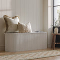 Maru Storage Ottoman Bench, Washed White