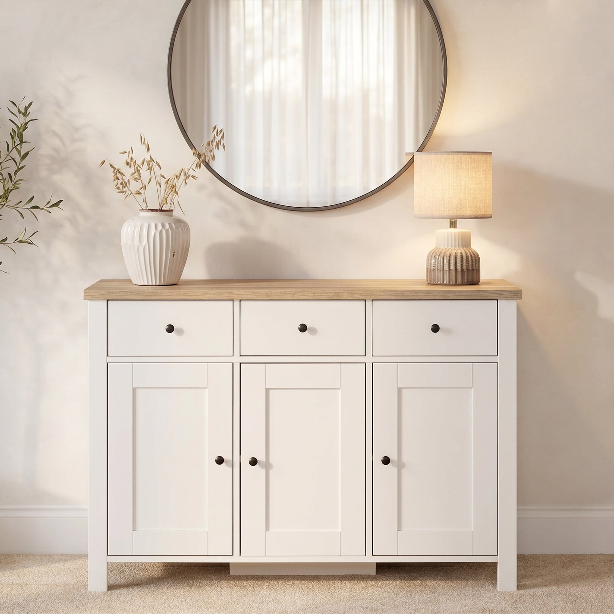 Bampton 3 Door Sideboard - Alabaster White