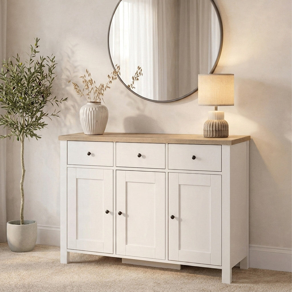 Bampton 3 Door Sideboard - Alabaster White