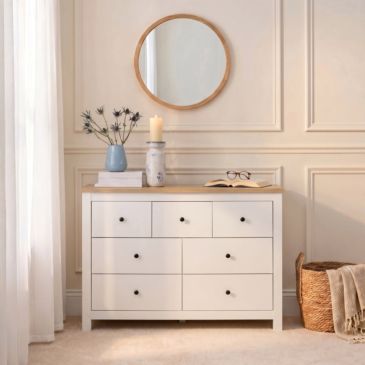 Bampton 7 Drawer Chest of Drawers - Alabaster White