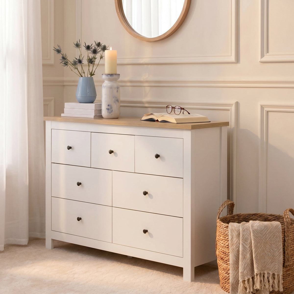 Bampton 7 Drawer Chest of Drawers - Alabaster White