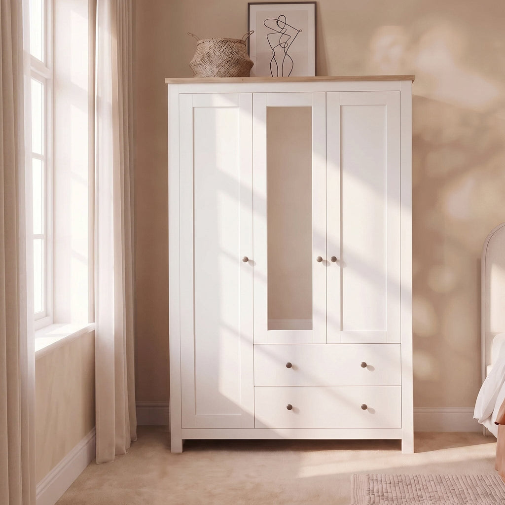 Bampton 3 Door Wardrobe with 2 Drawers - Alabaster White