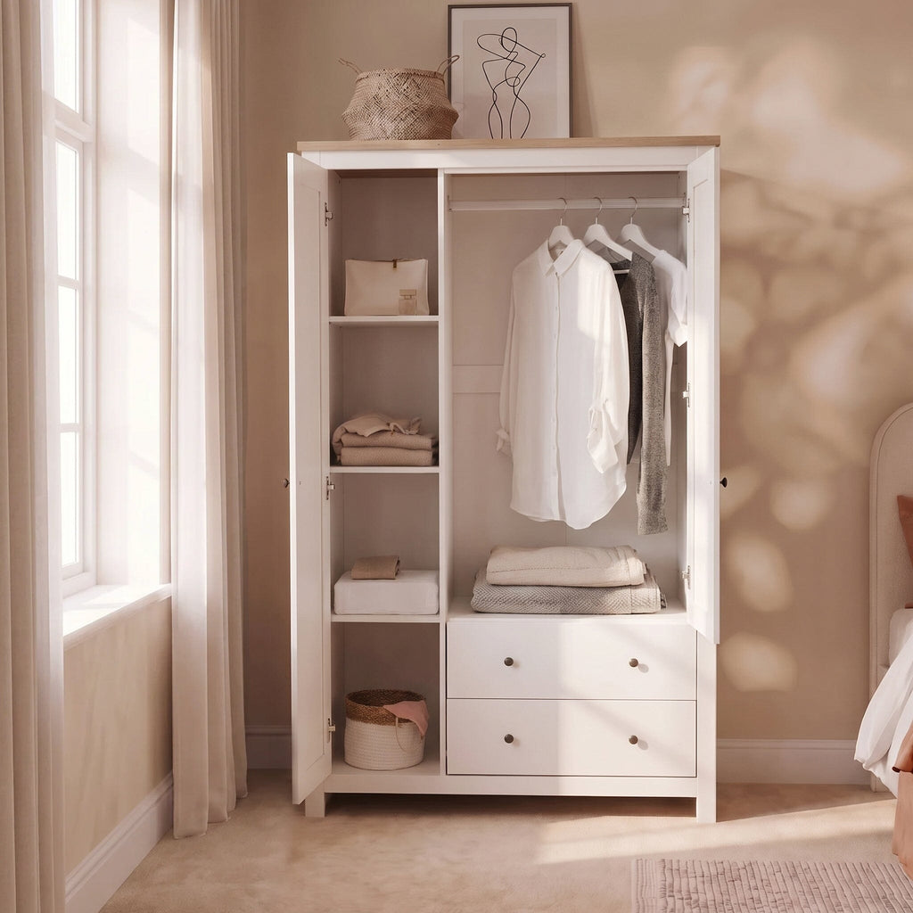 Bampton 3 Door Wardrobe with 2 Drawers - Alabaster White