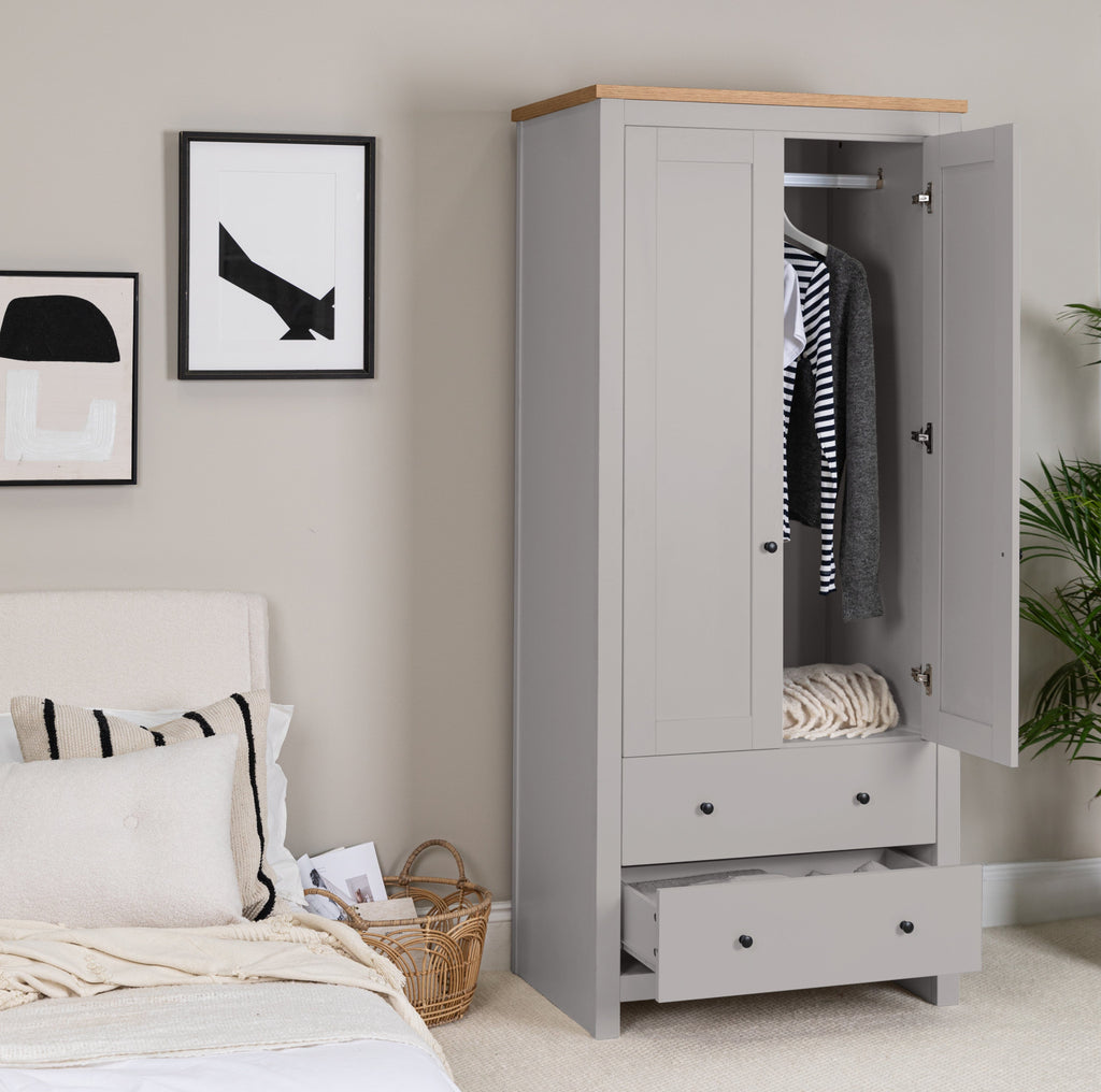 Bampton Double Wardrobe - Stone Grey