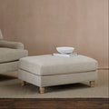 Brea Mink Taupe Footstool - Whitewash Oak Legs