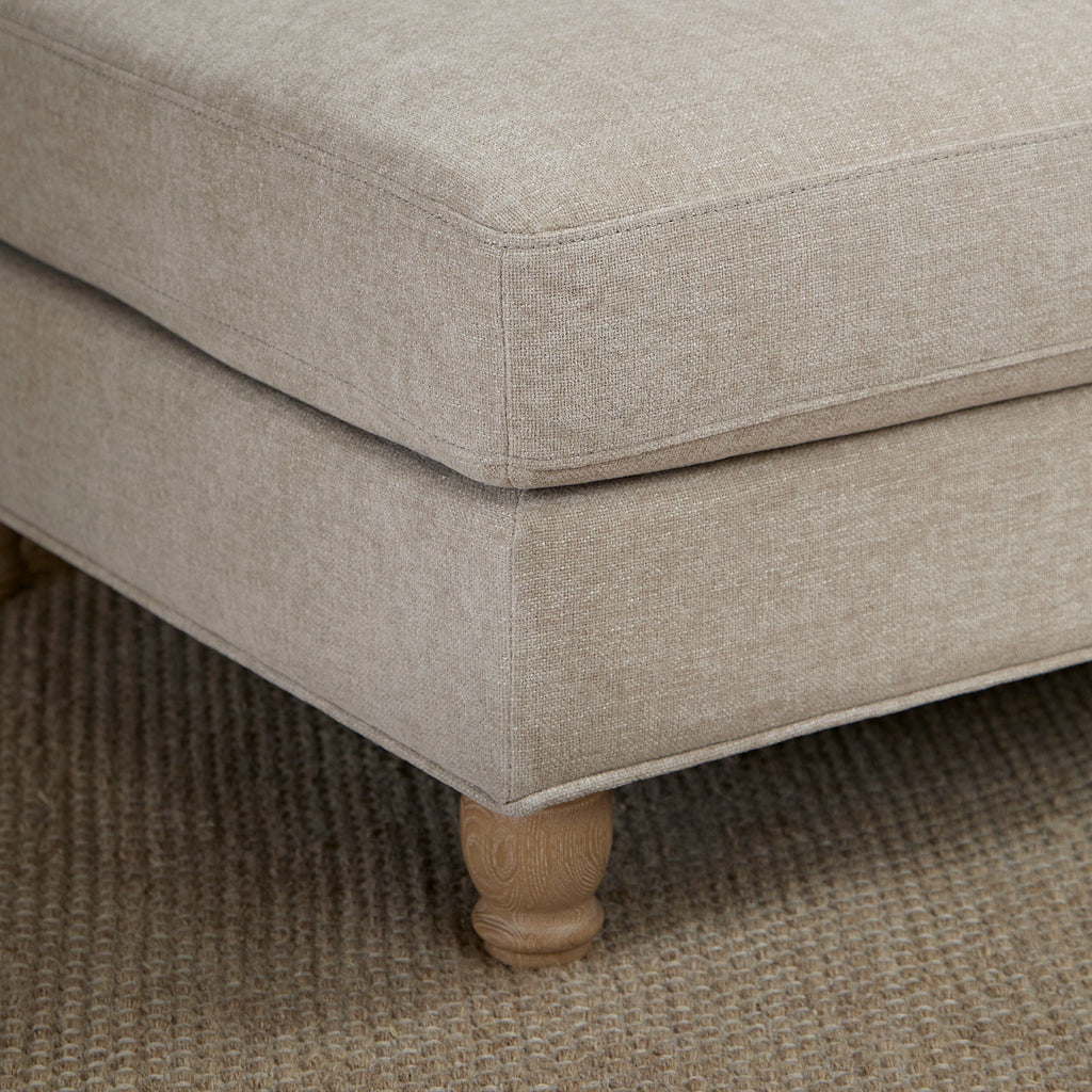 Brea Mink Taupe Footstool - Whitewash Oak Legs