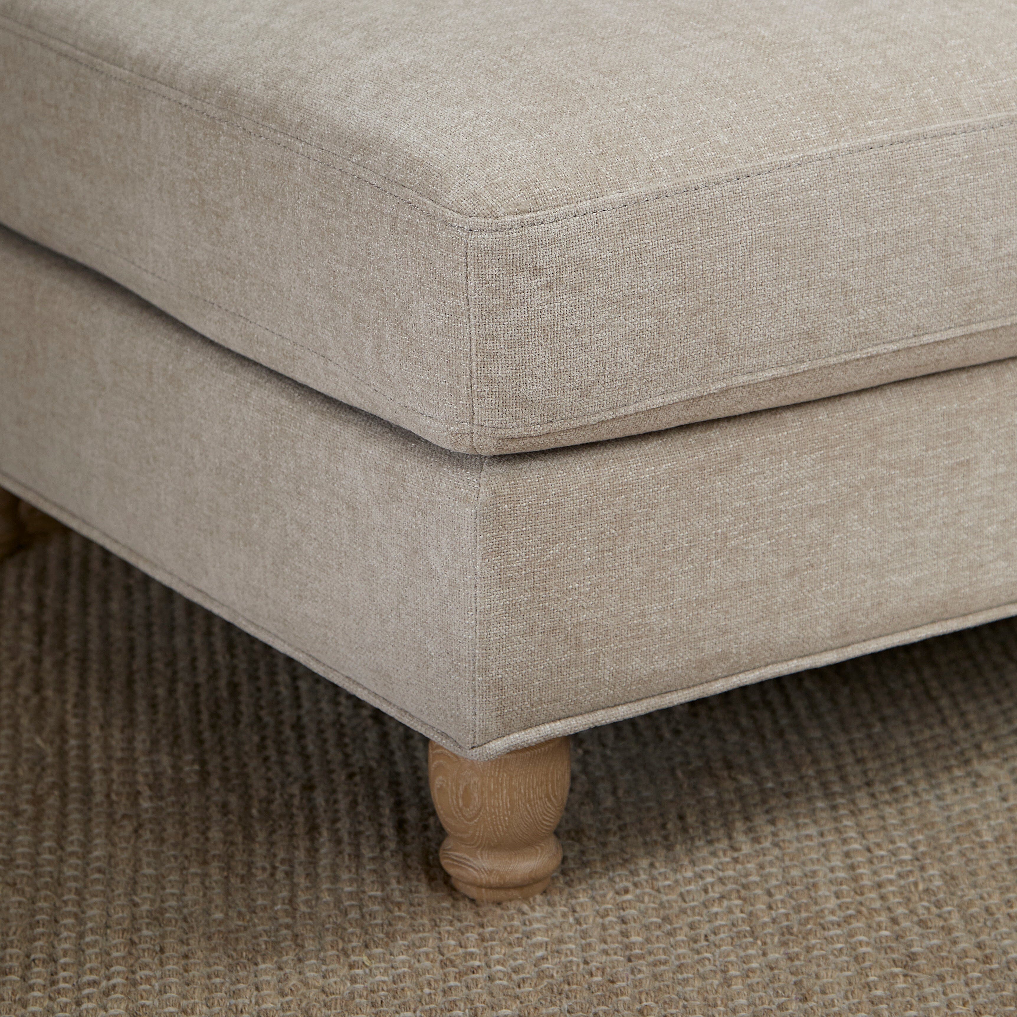 Brea Mink Taupe Footstool - Whitewash Oak Legs