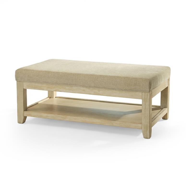 Breccan 110cm Footstool Coffee Table - Mink Taupe - Whitewash Oak Legs