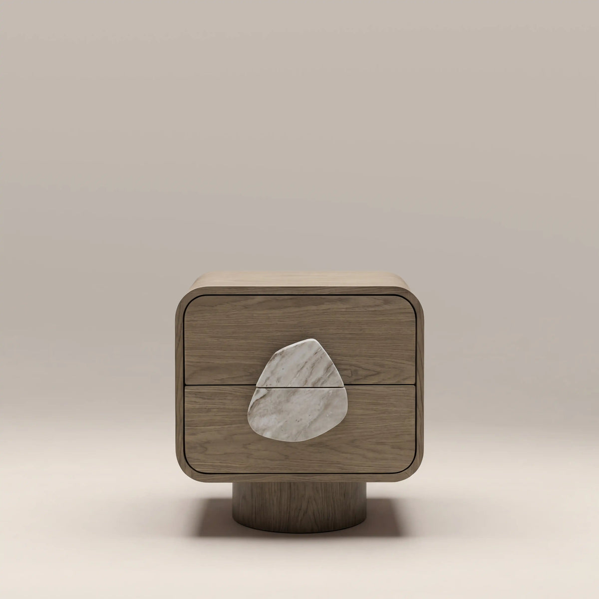 Aria 2 Drawer Rectangle Wooden Bedside Table | French Riviera Marble & Walnut