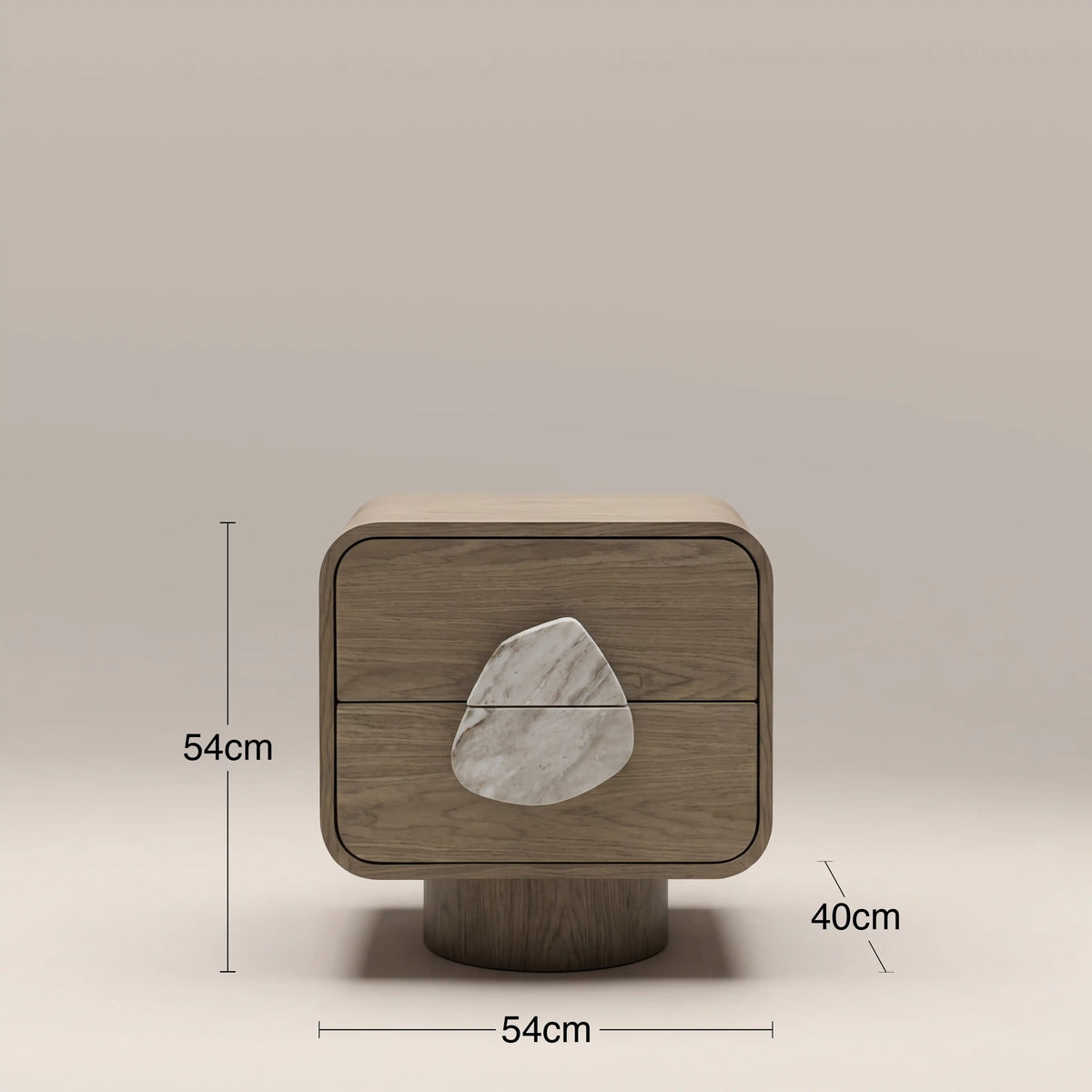 Aria 2 Drawer Rectangle Wooden Bedside Table | French Riviera Marble & Walnut