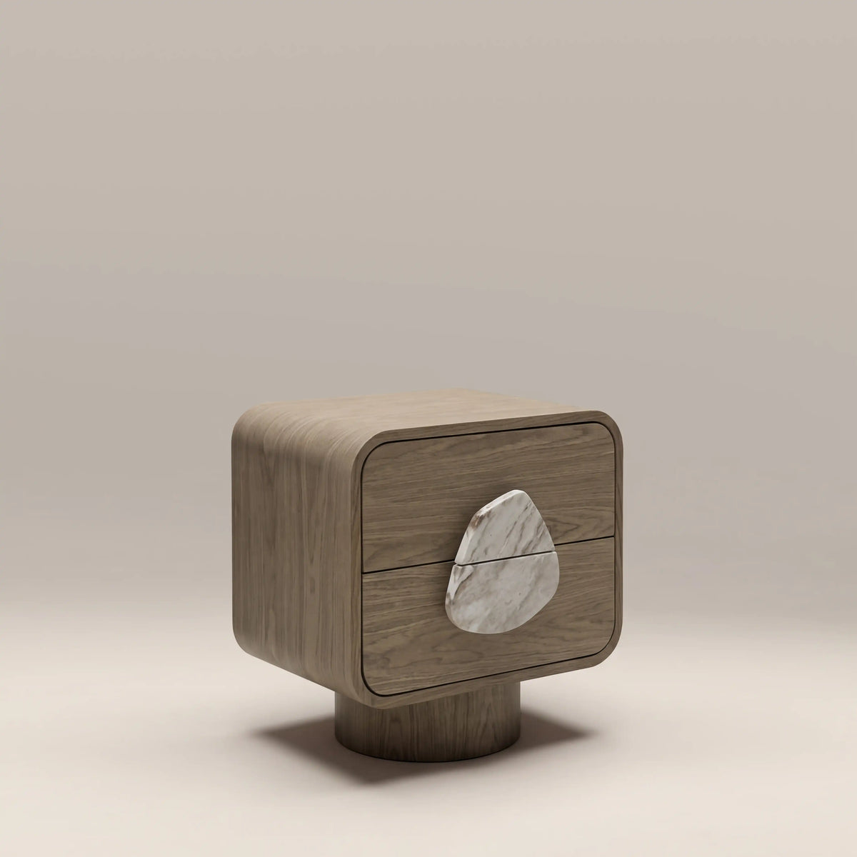 Aria 2 Drawer Rectangle Wooden Bedside Table | French Riviera Marble & Walnut