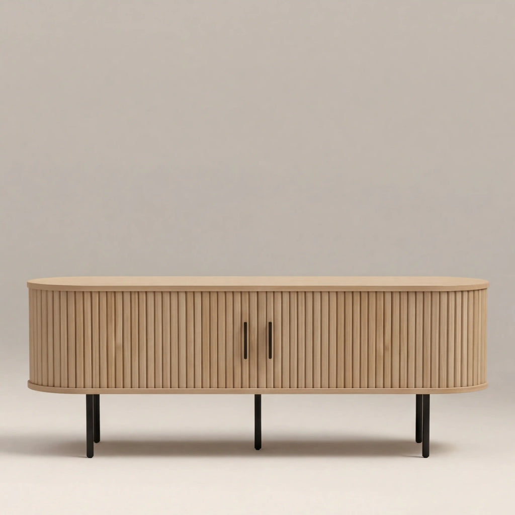 Mika Large Wooden TV Stand | Oak & Black