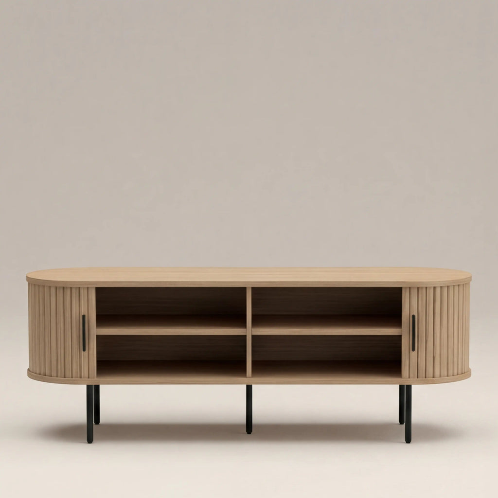 Mika Large Wooden TV Stand | Oak & Black