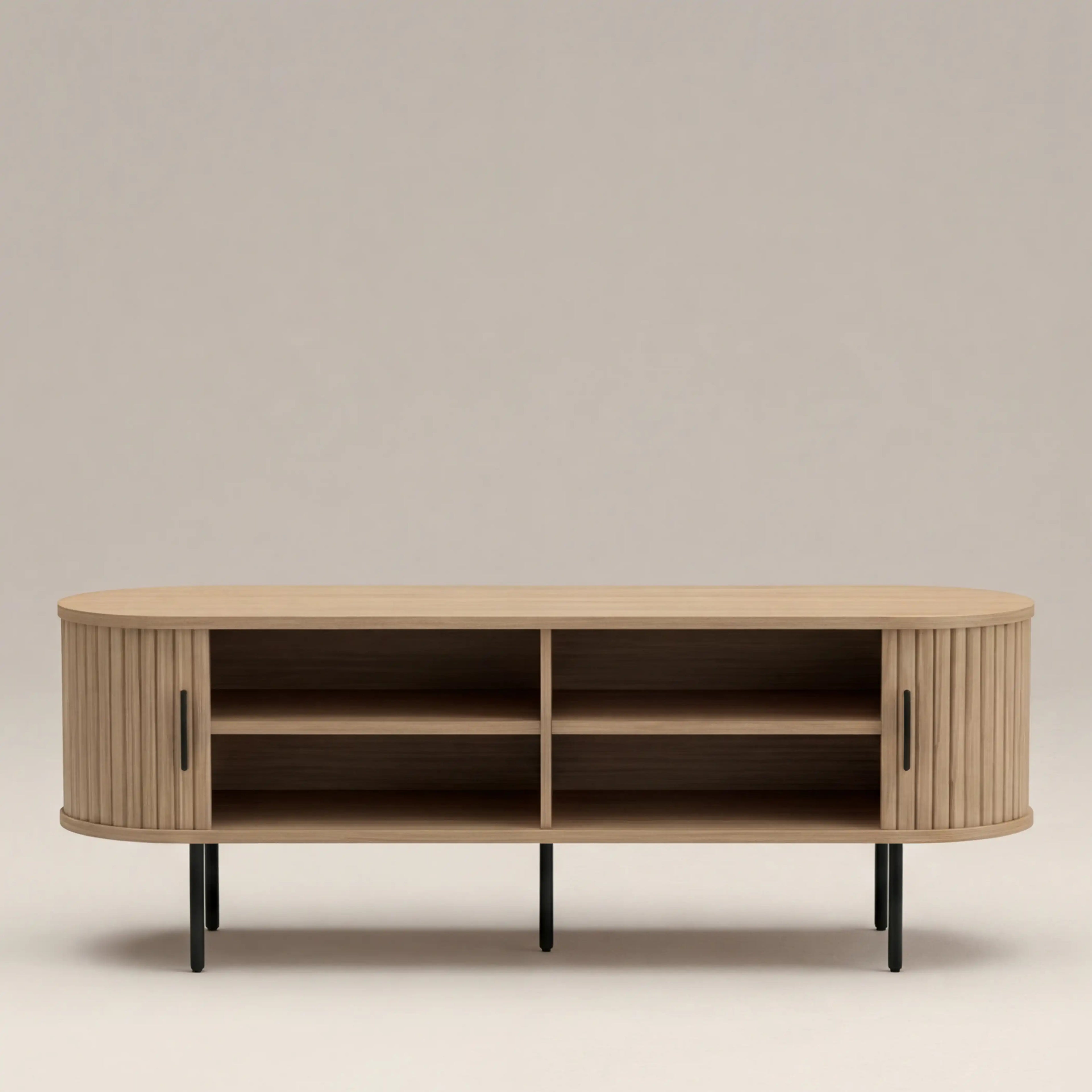 Mika Large Wooden TV Stand | Oak & Black