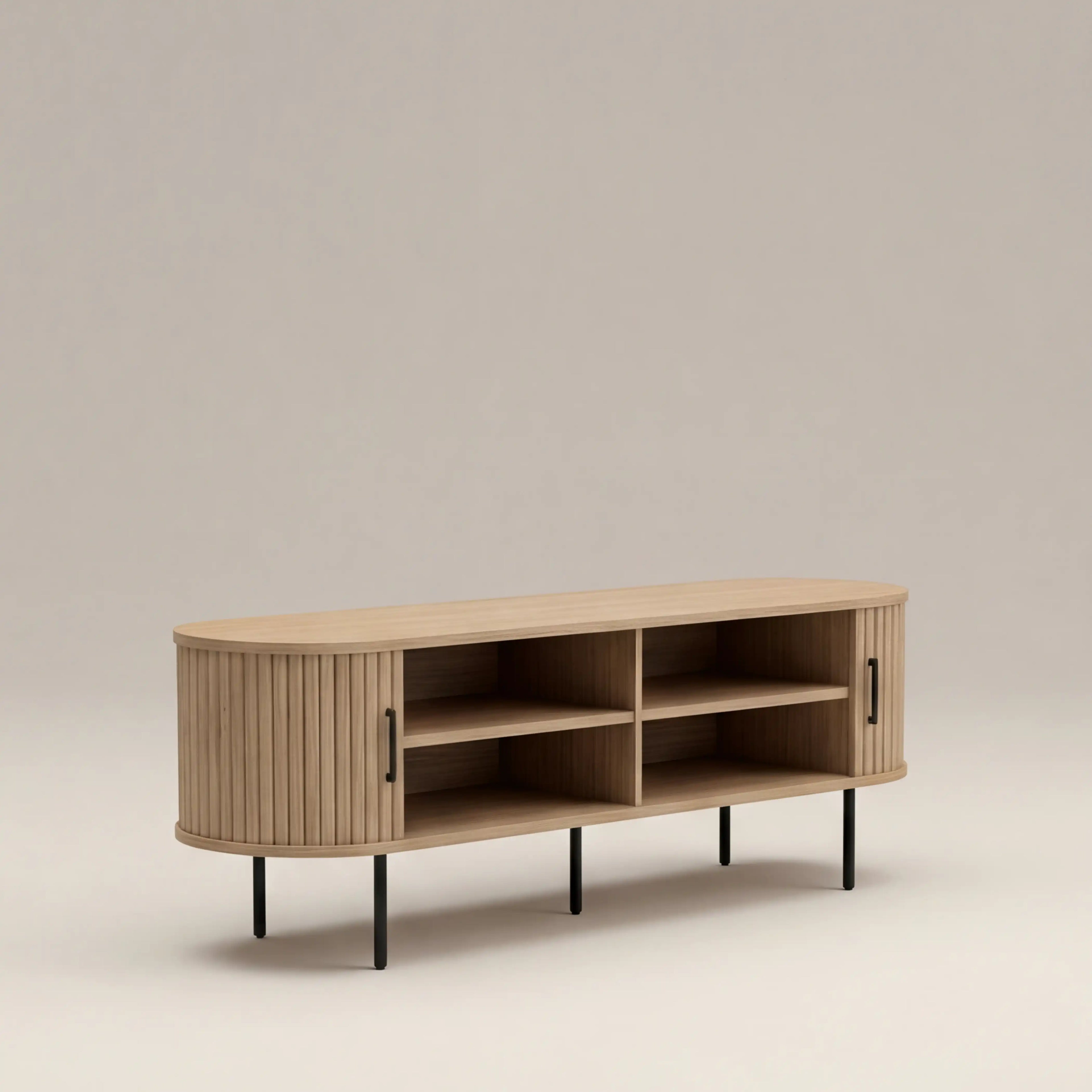 Mika Large Wooden TV Stand | Oak & Black