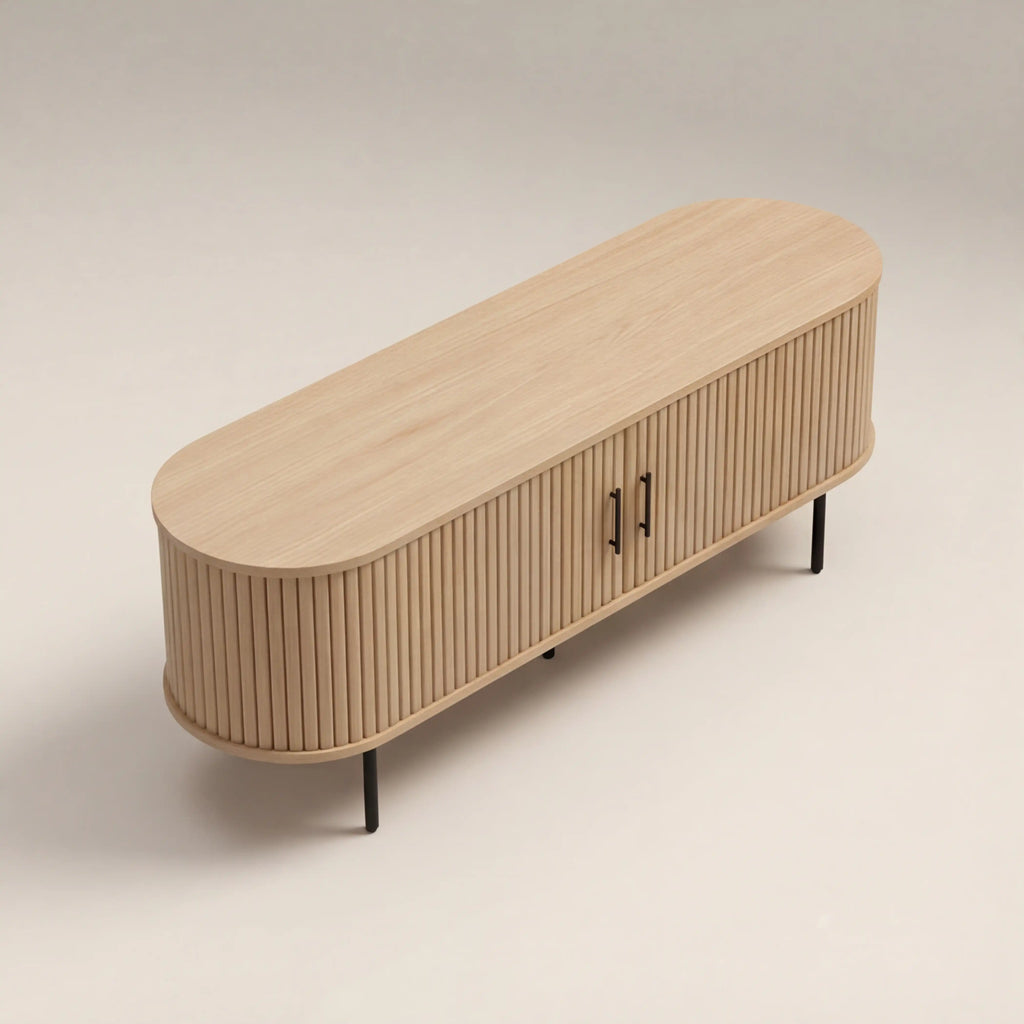 Mika Large Wooden TV Stand | Oak & Black