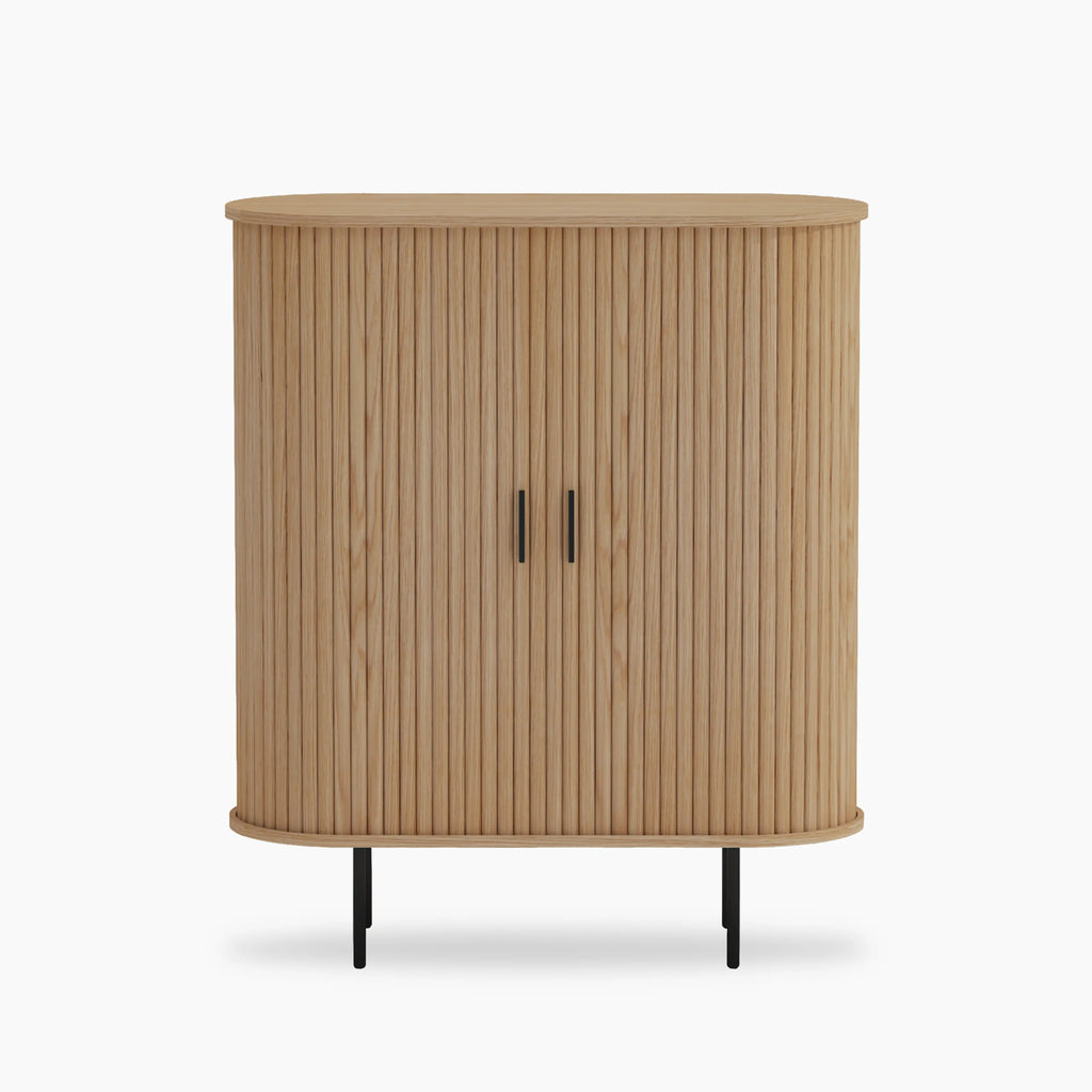 Mika Tall Wooden Sideboard | Oak & Black
