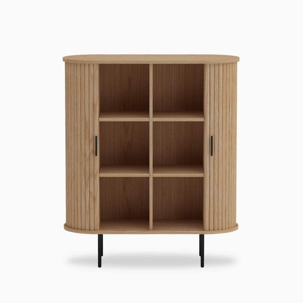 Mika Tall Wooden Sideboard | Oak & Black