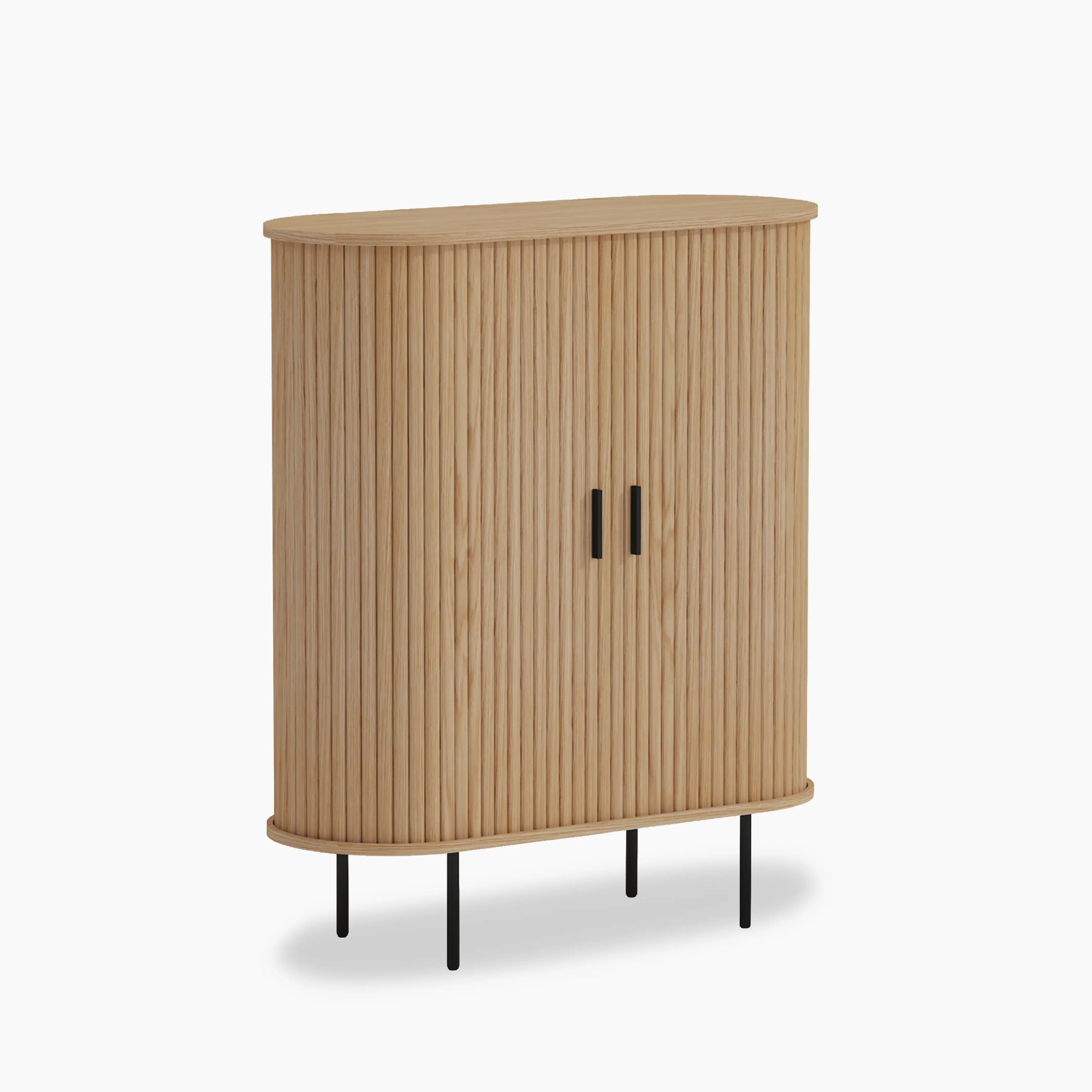 Mika Tall Wooden Sideboard | Oak & Black