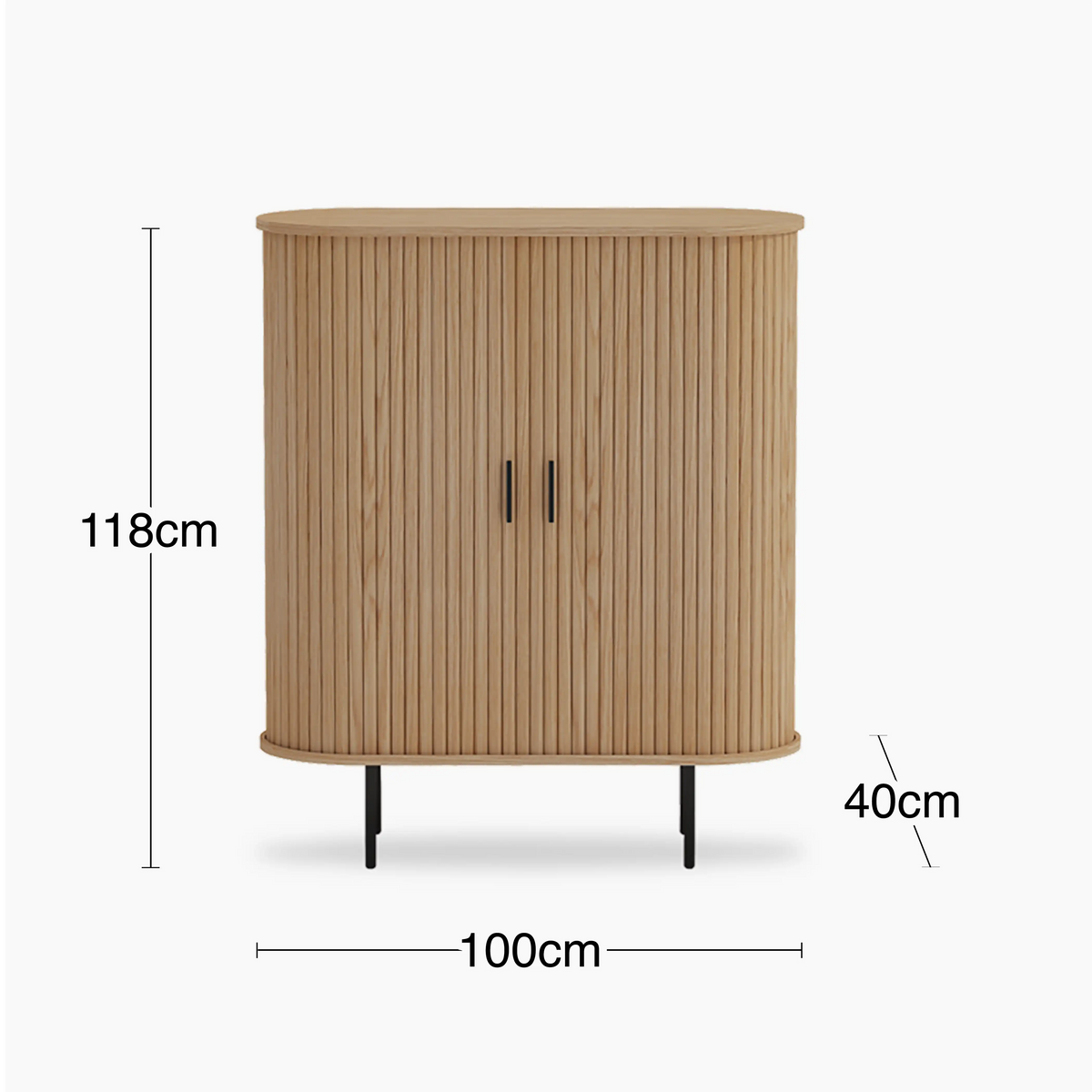 Mika Tall Wooden Sideboard | Oak & Black