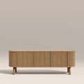 Santana TV Stand | Natural Travertine Effect Sintered Stone & Oak