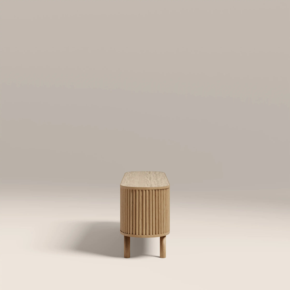 Santana TV Stand | Natural Travertine Effect Sintered Stone & Oak