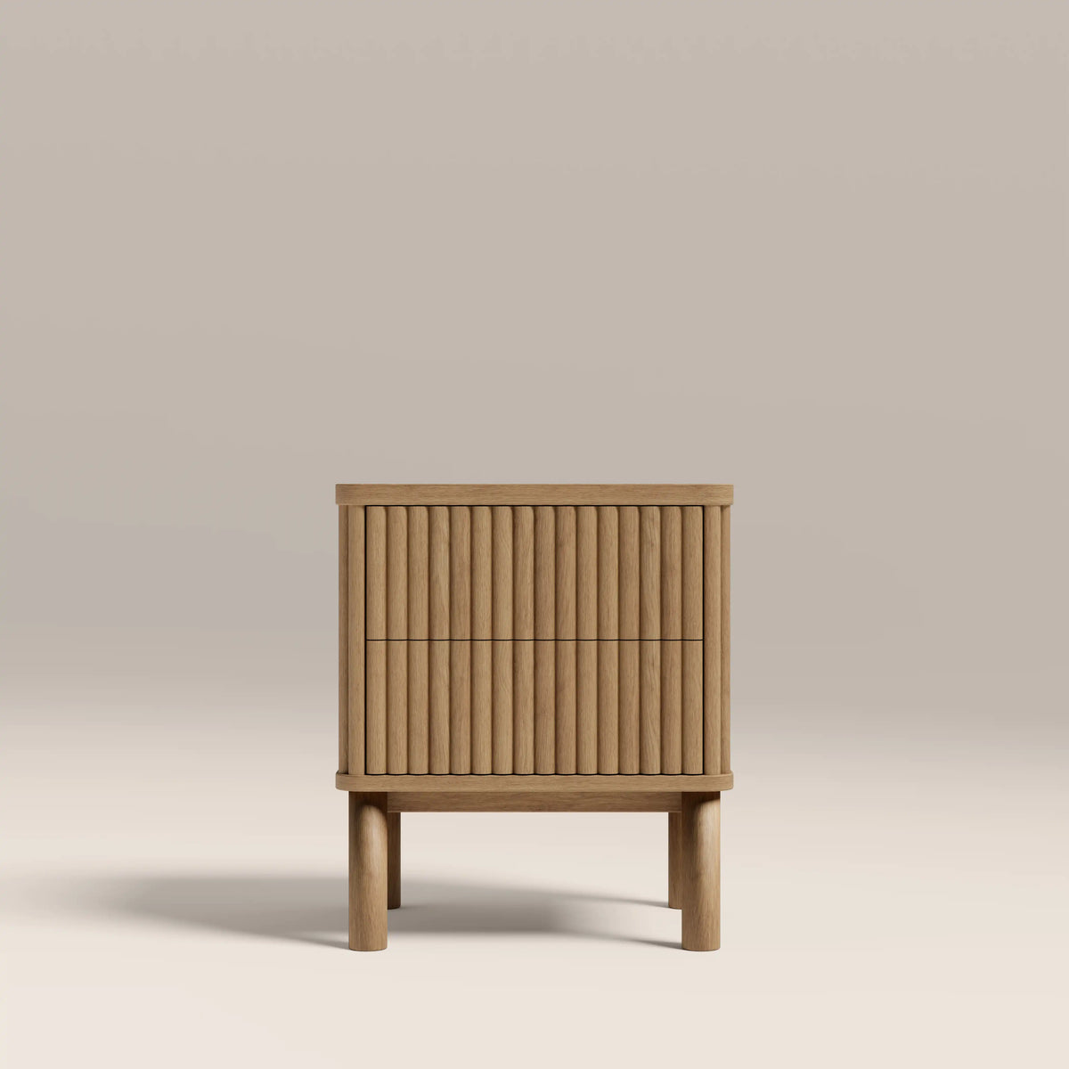 Santana 2 Drawer Rectangle Bedside Table | Natural Travertine Effect Sintered Stone & Oak