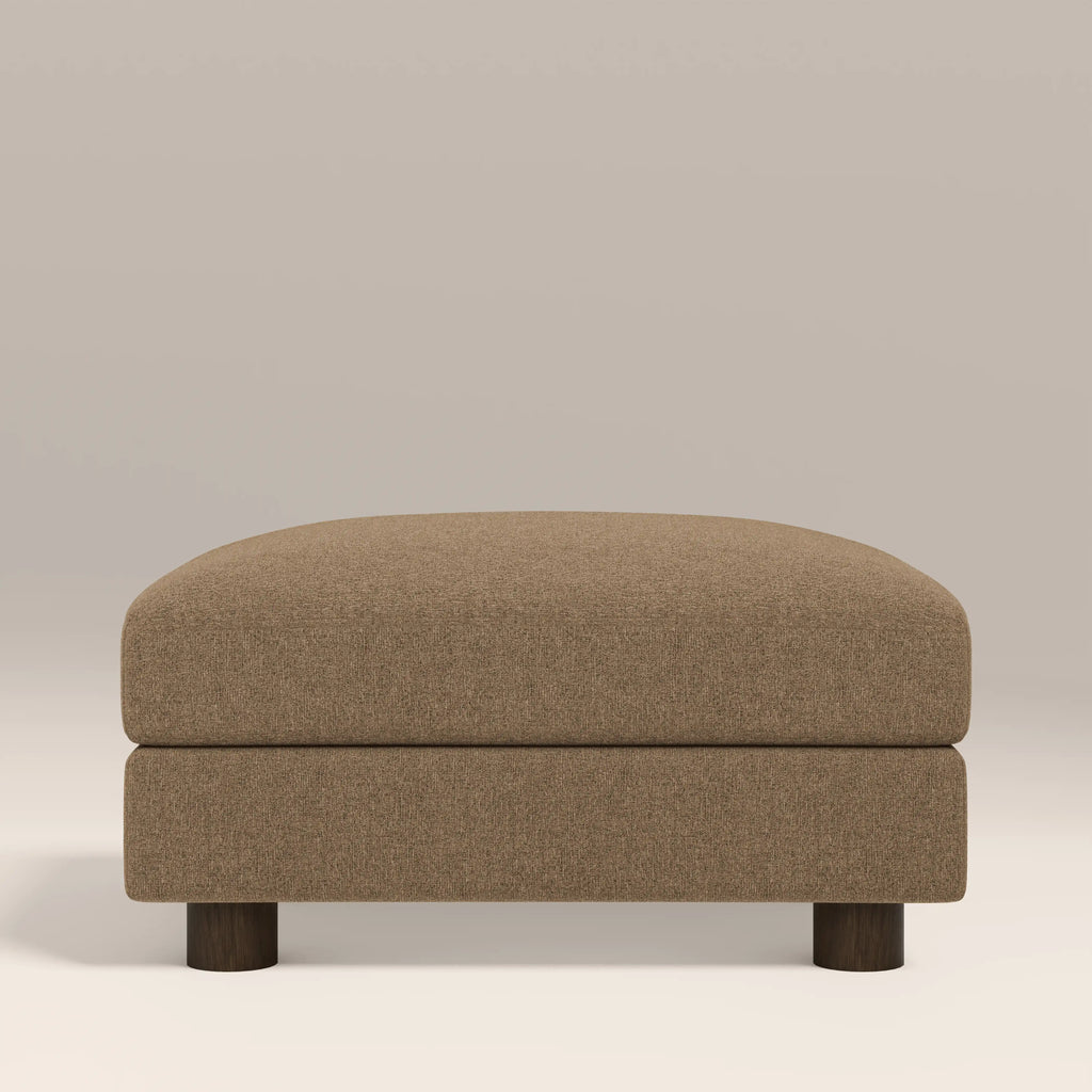Halton Footstool | Speckled Cappuccino Boucle & Walnut