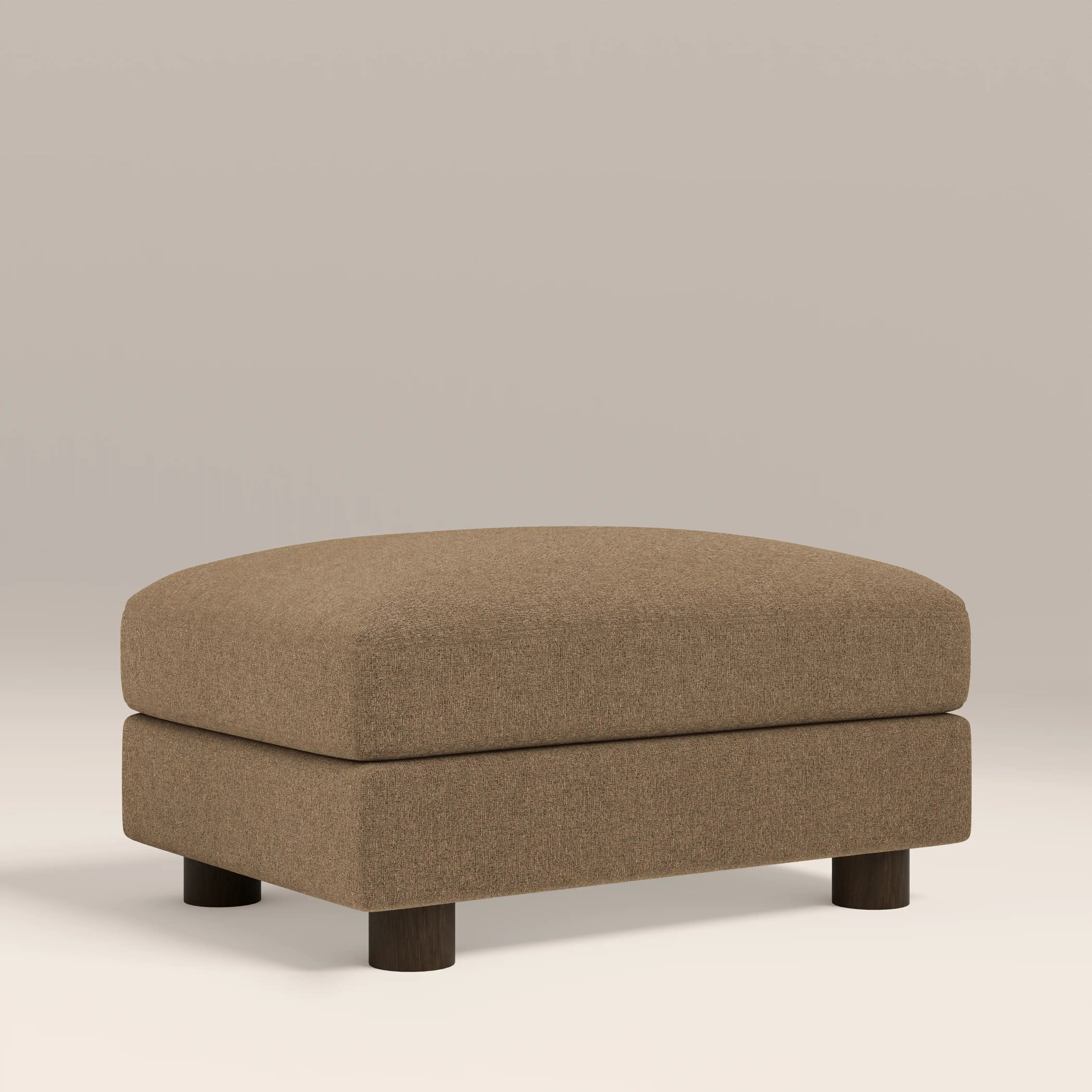 Halton Footstool | Speckled Cappuccino Boucle & Walnut