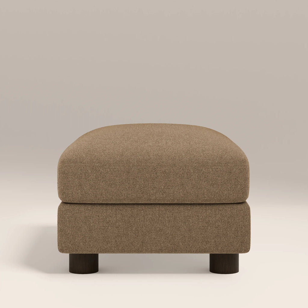 Halton Footstool | Speckled Cappuccino Boucle & Walnut
