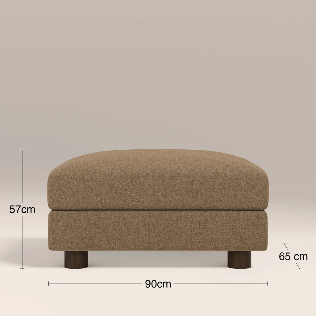 Halton Footstool | Speckled Cappuccino Boucle & Walnut