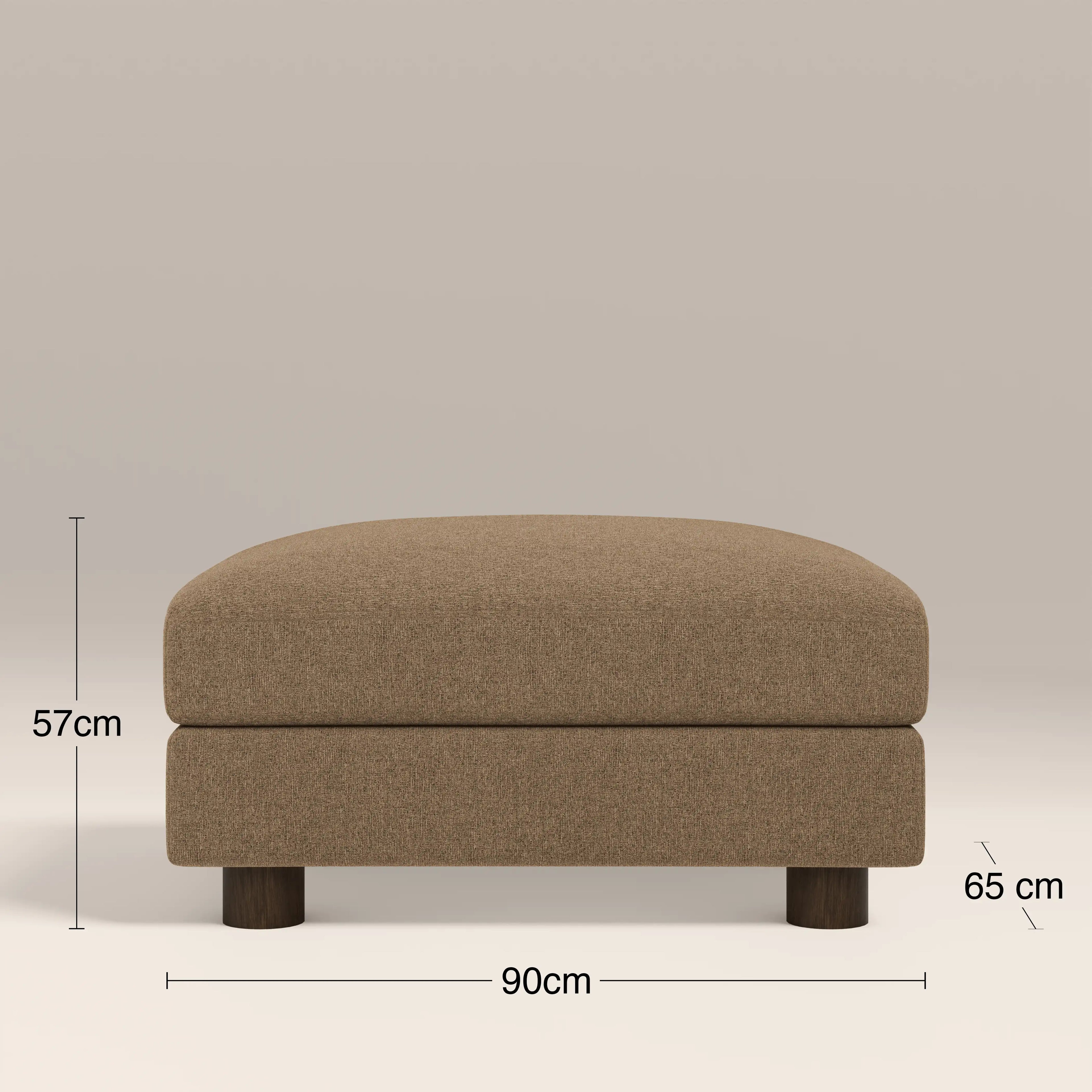 Halton Footstool | Speckled Cappuccino Boucle & Walnut