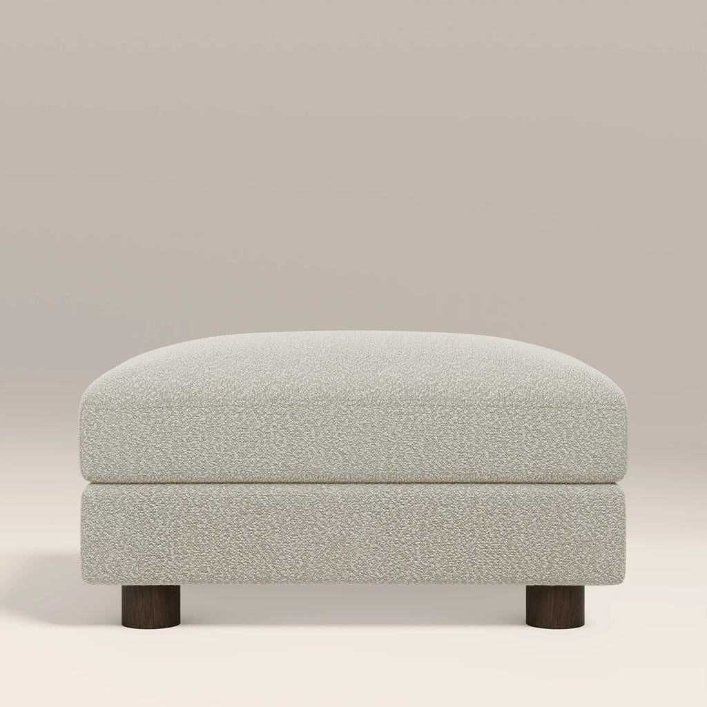 Halton Footstool | Speckled Stone Sustainable Boucle & Walnut