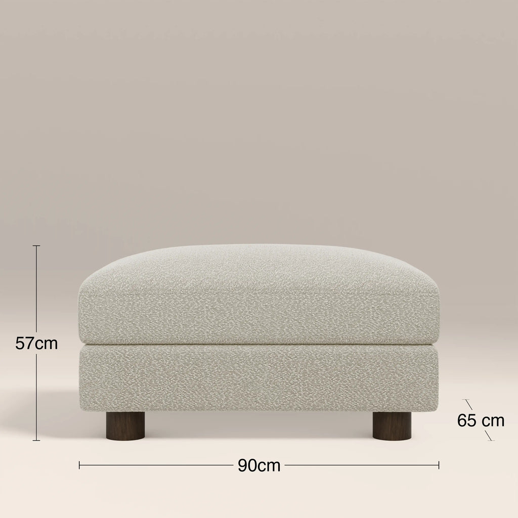 Halton Footstool | Speckled Stone Sustainable Boucle & Walnut