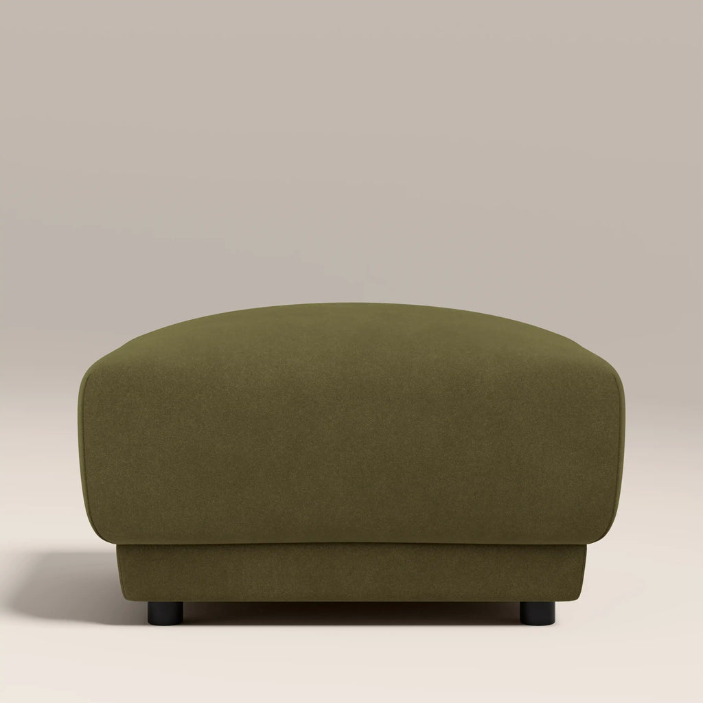 Cloud Footstool | Moss Green Sustainable Mohair Velvet