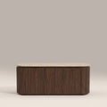 Hayes 3 Door TV Stand | Natural Travertine Effect Stone & Walnut